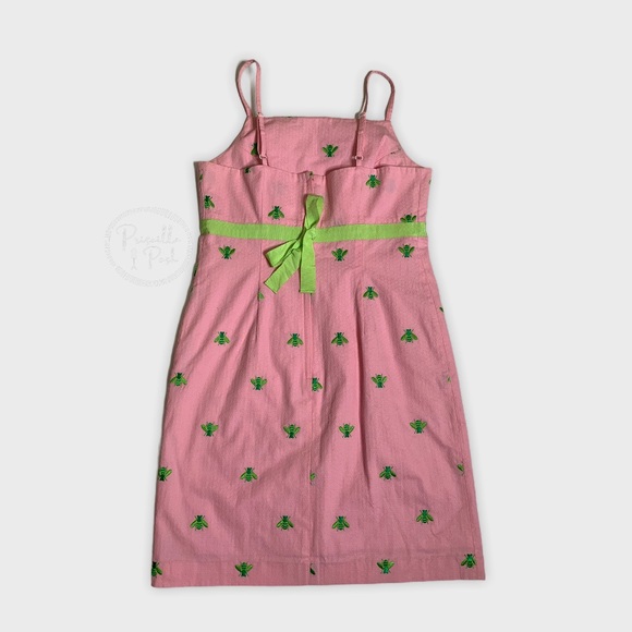 Lilly Pulitzer Pink High Neck Dress Green Bees - Picture 4 of 16